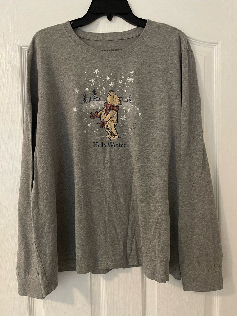 Life is Good Hello Winter women’s crusher tee gray long-sleeved XXL